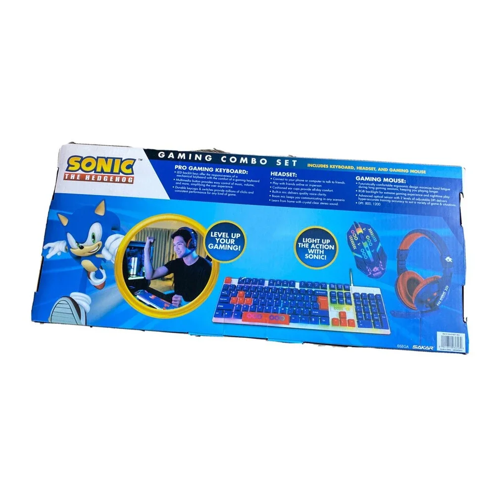 SONIC The HEDGEHOG Gaming Combo Set: Keyboard + Headset + Mouse SEGA Computer PC